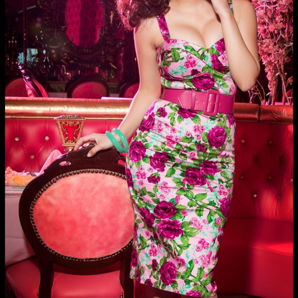Deadly Dames Vamp Dress in Baton Rogue Floral
